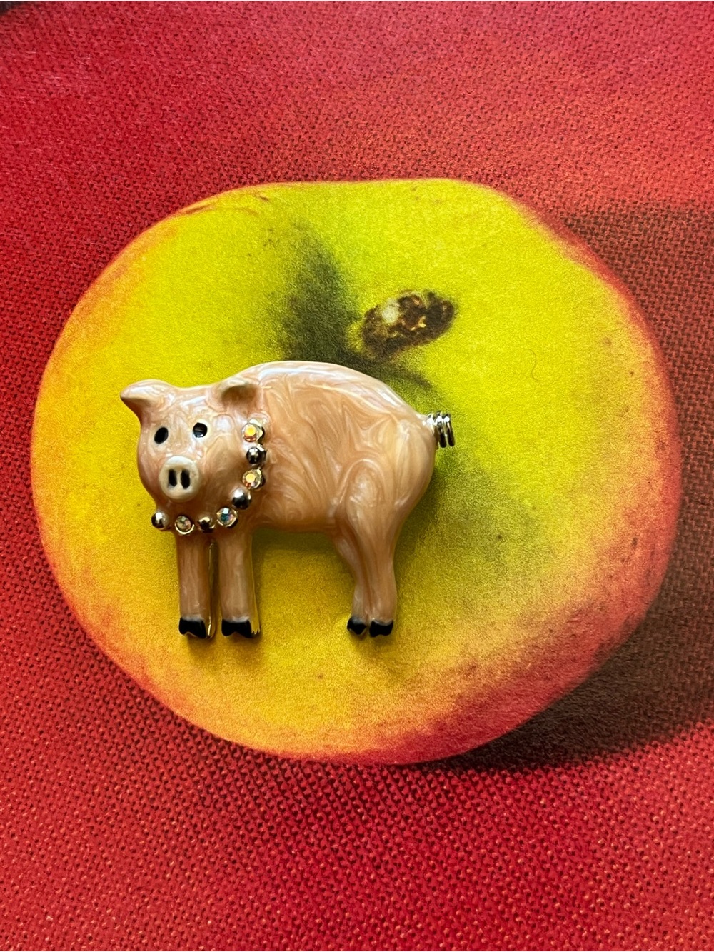 Rhinestone Collar Pink Pig Brooch for Small Pets Accessories